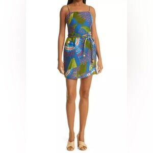 Farm Rio Blue Macaw Linen Blend Dress Size Women’s XL (12)